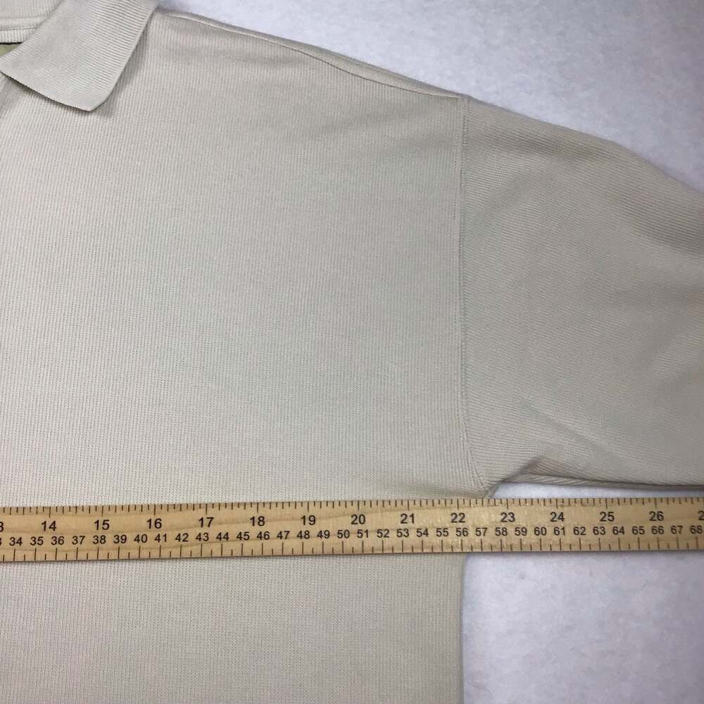 Tommy Bahama Men's Silk-Cotton Blend Ribbed Knit Polo Shirt Beige Large - Picture 6 of 10